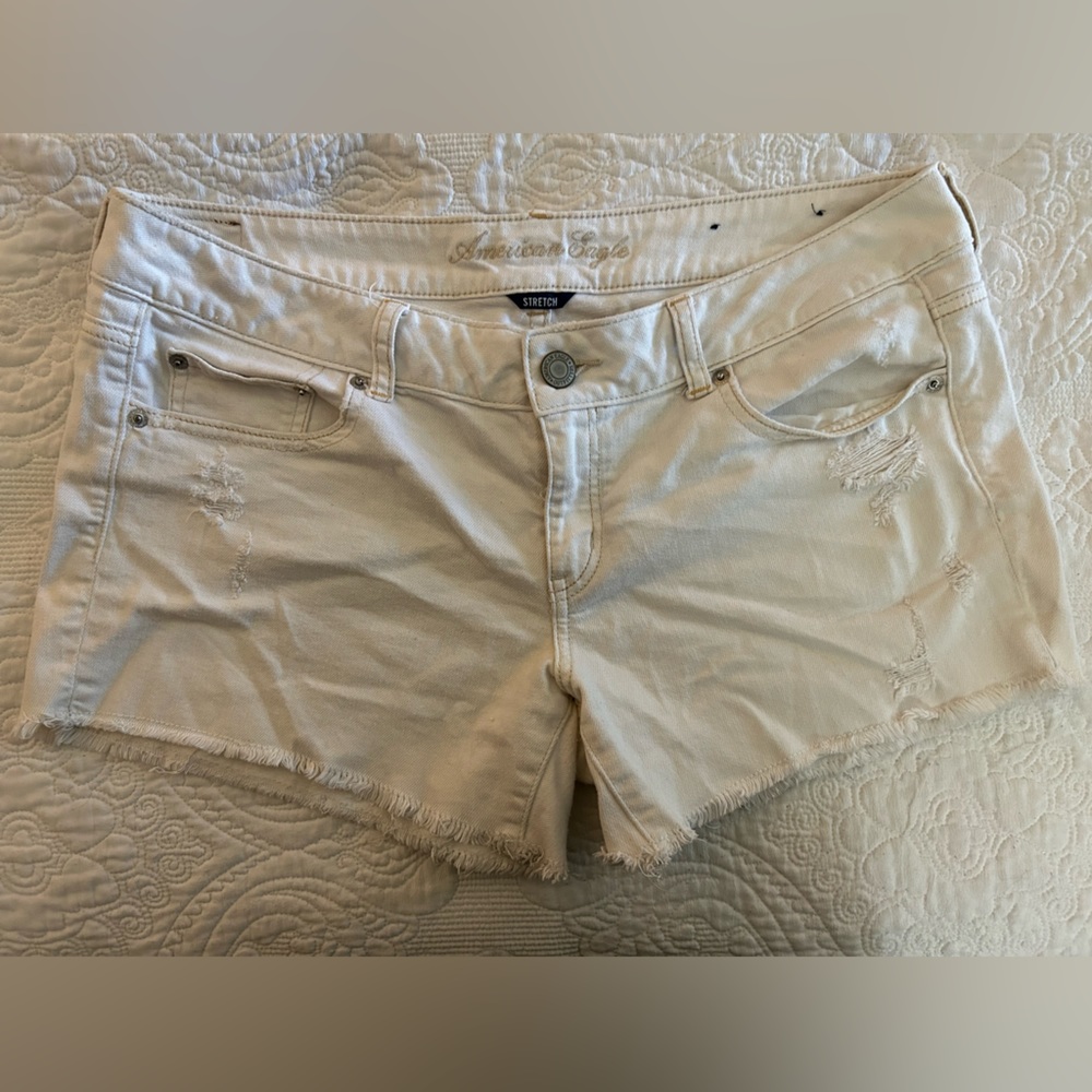 Size 14 Stretch White Jean Shorts